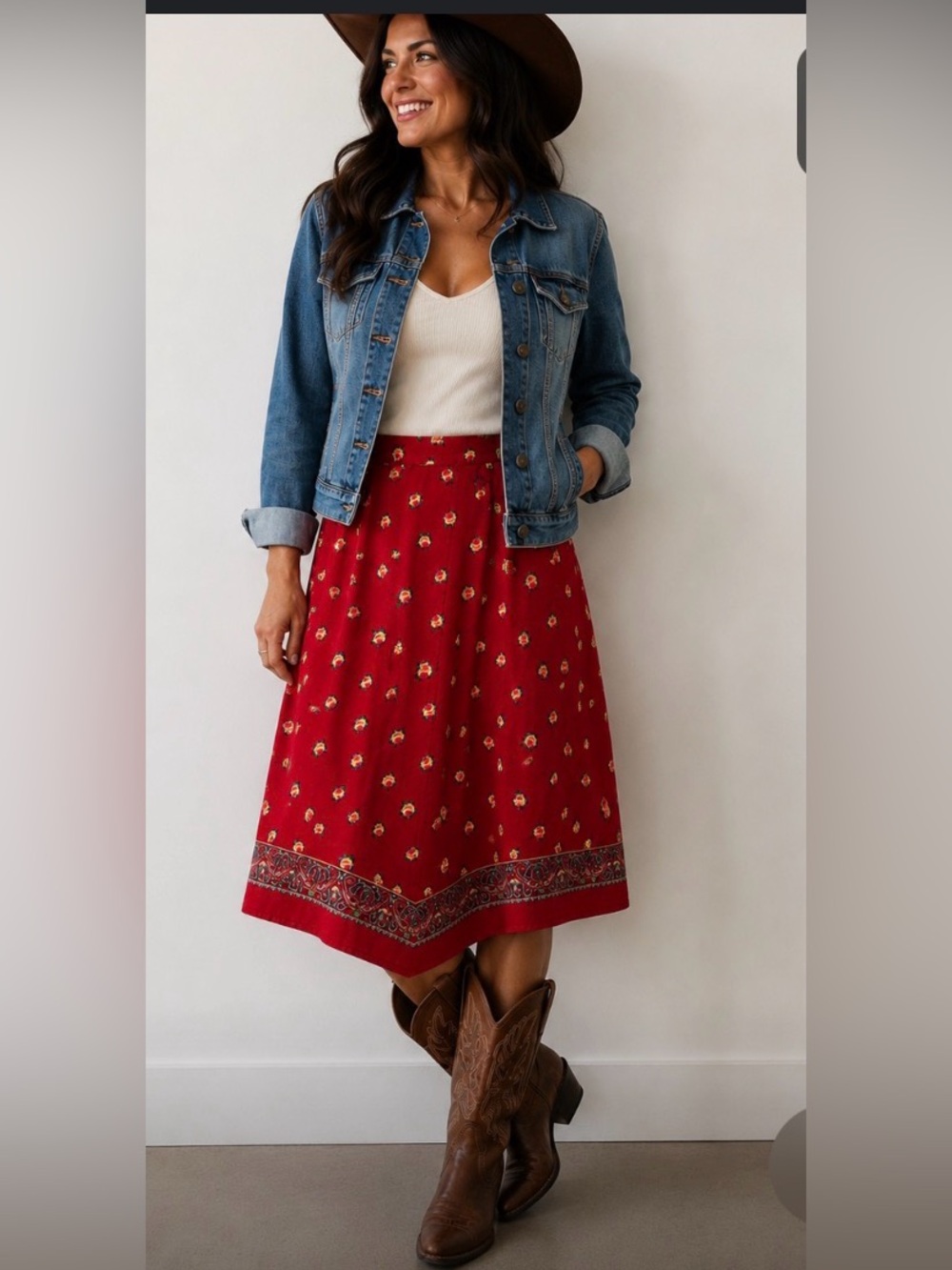 Lauren Ralph Lauren Vintage red western look skirt size 8